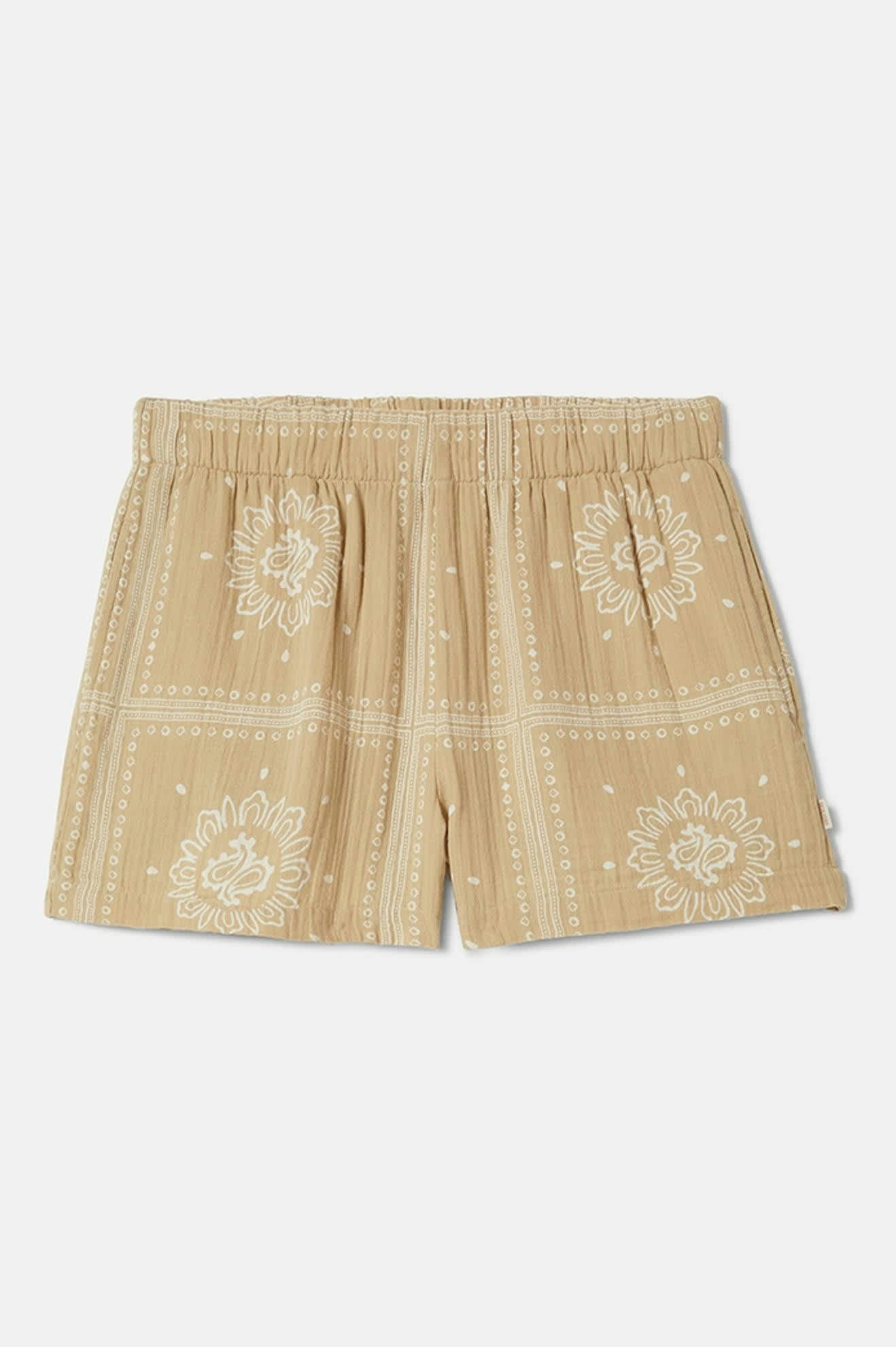 Vue produit du short imprimé beige – forme droite et légère