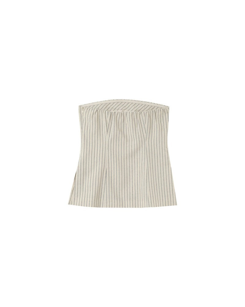 Manille Beige - Bustier rayé en lin mélangé