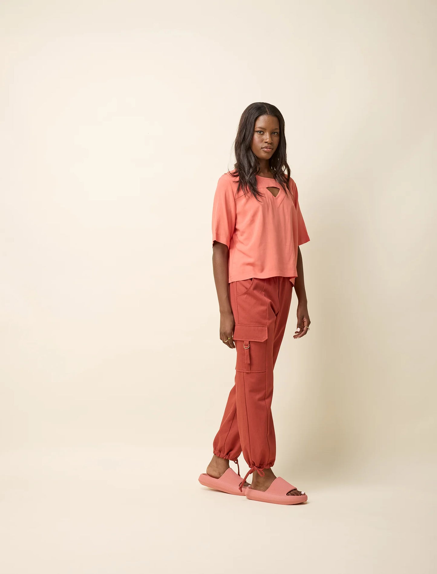 Vee Papaye T-shirt Coupe Ample Détail Triangle