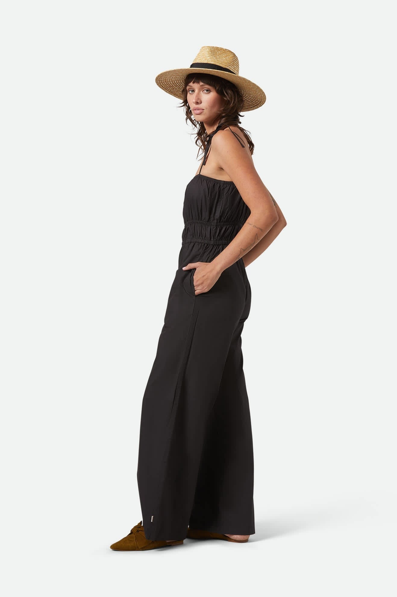 Eden Noir Combinaison - Coupe bustier jambes larges