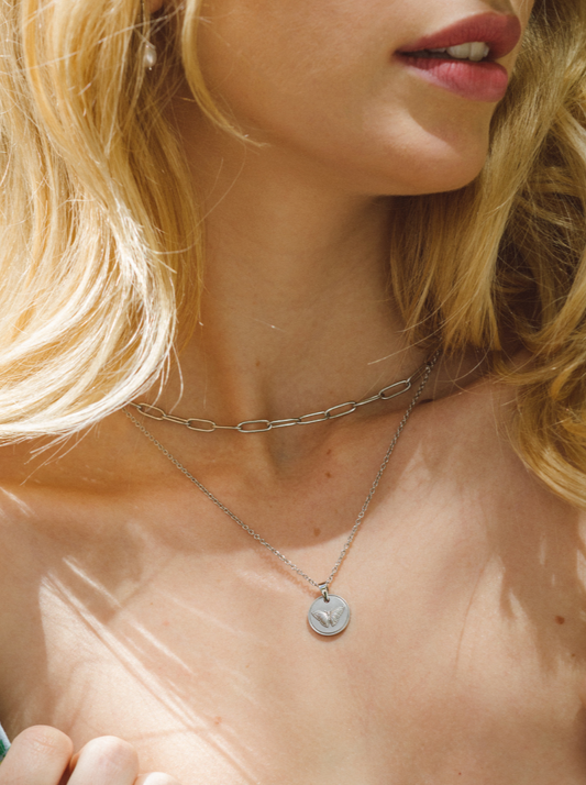 Butterfly Argent Collier