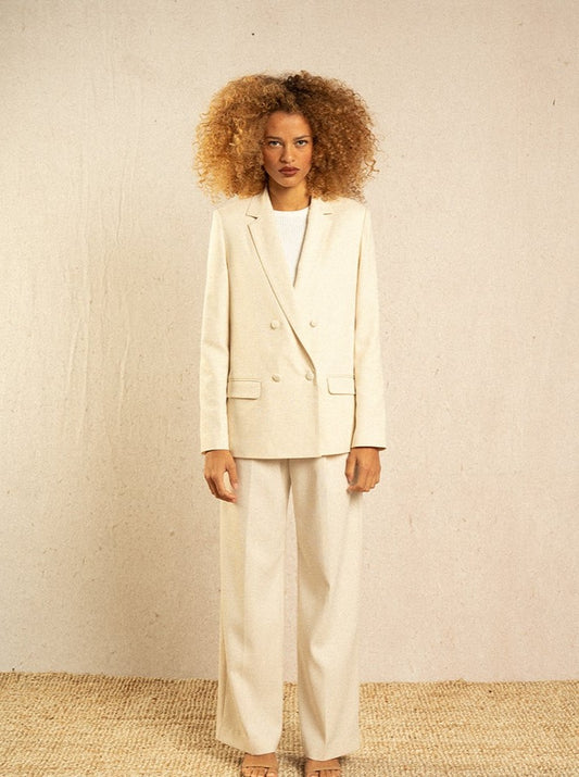 Inaya Crême - Blazer chic texturé