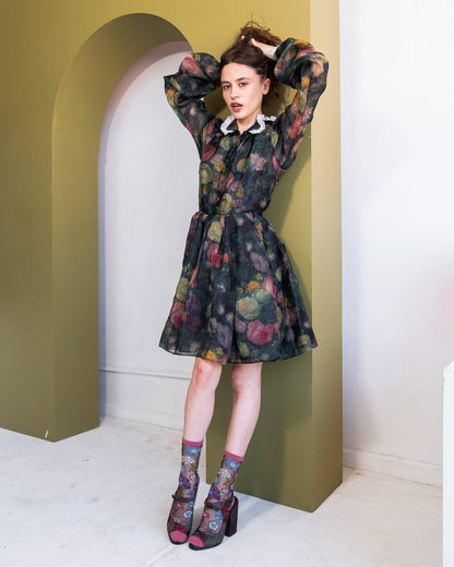 Fleurs violettes - Chaussettes transparentes