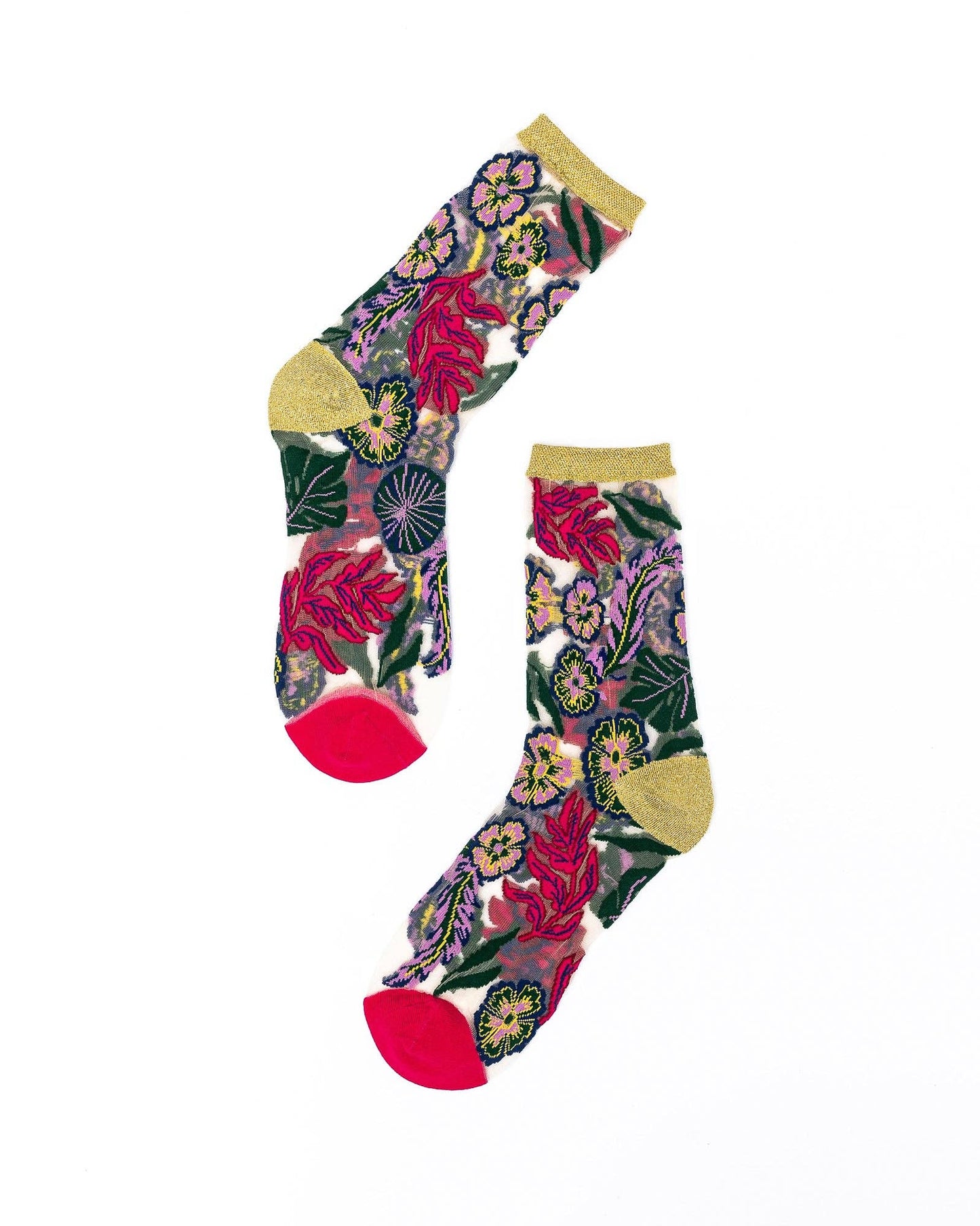 Chaussettes en tissu transparent à motif floral festif