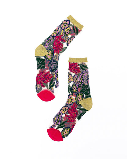 Floral festif - Chaussettes transparentes