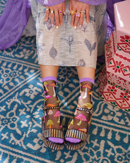 Magic Mushrooms - Chaussettes transparentes résistantes ultra tendances