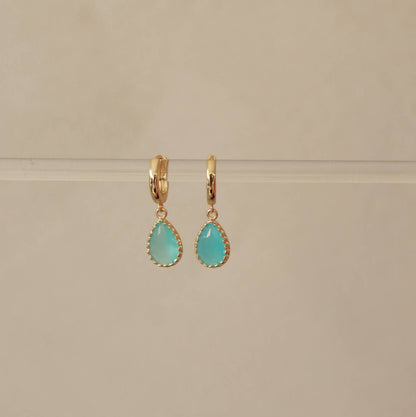 Dipo Menthe Boucles d’oreilles dormeuses – Goutte en verre élégante