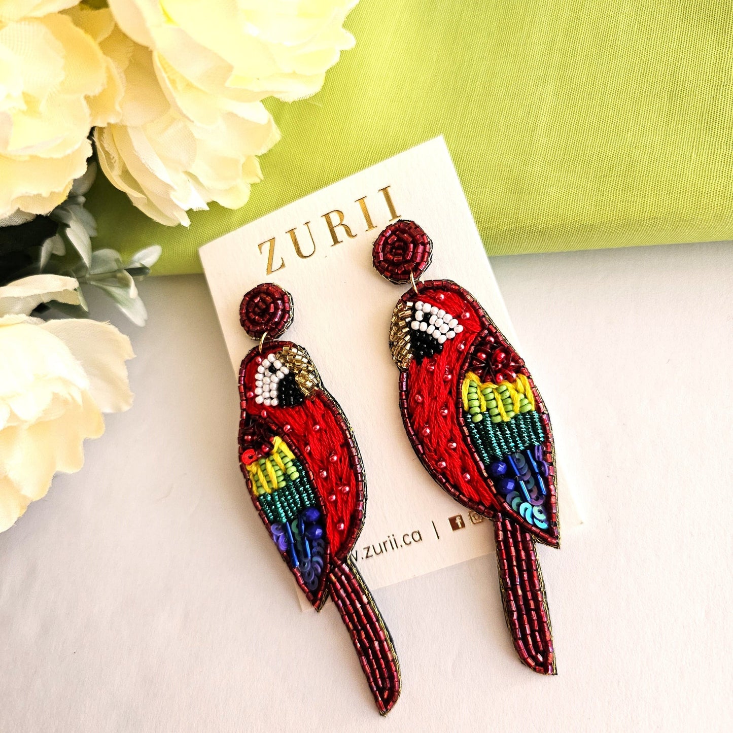 Macaw Rouge Boucles d'oreilles