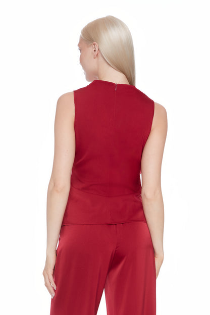 Vicci Rouge - Camisole en satin col tortue