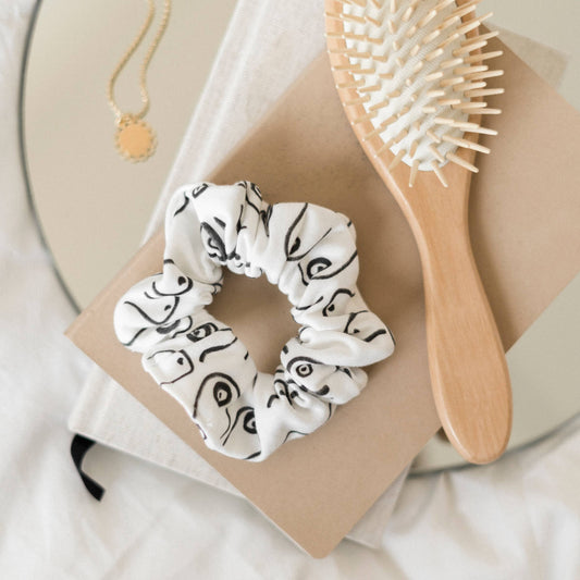 Chouchou pour cheveux en coton biologique - Série Femme (Blanc)