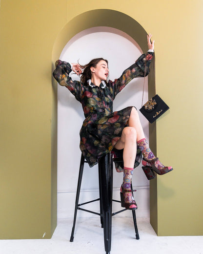 Fleurs violettes - Chaussettes transparentes