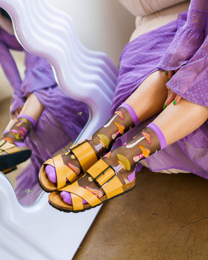 Magic Mushrooms - Chaussettes transparentes résistantes ultra tendances