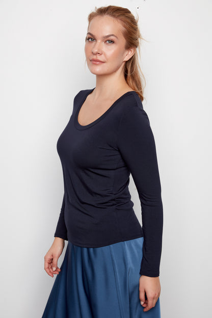 Joline Bleu - Pull délicat col rond