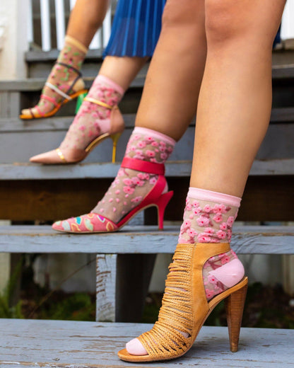 Cherry Blossom - Chaussettes transparentes résistantes ultra tendances