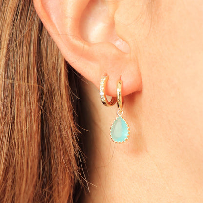 Dipo Menthe Boucles d’oreilles dormeuses – Goutte en verre élégante