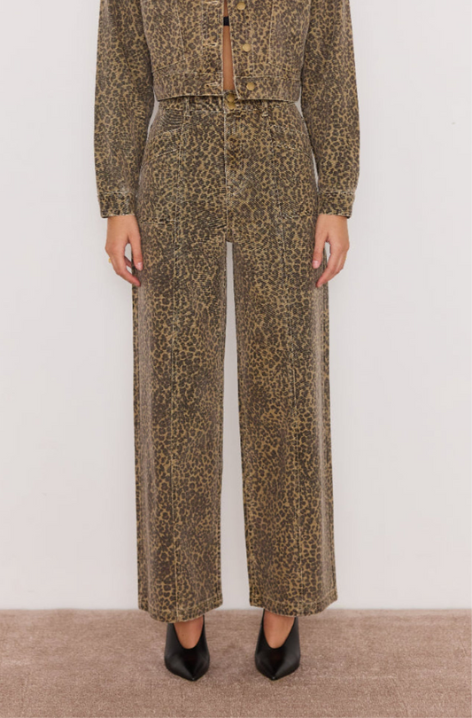 Anouk Leopard - Jeans taille haute coupe large en coton