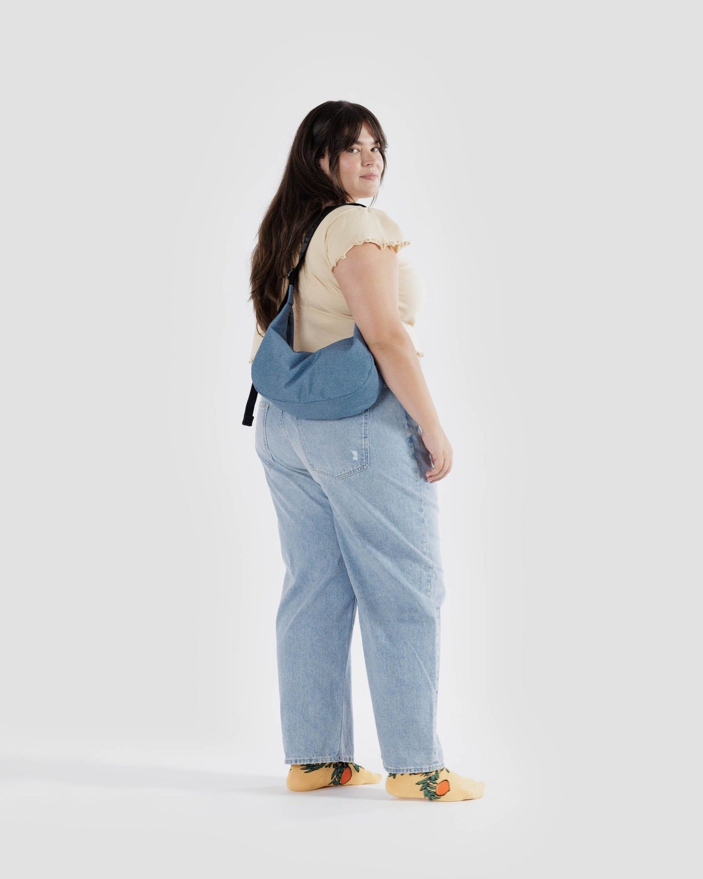 Crescent Medium Digital Denim Sac