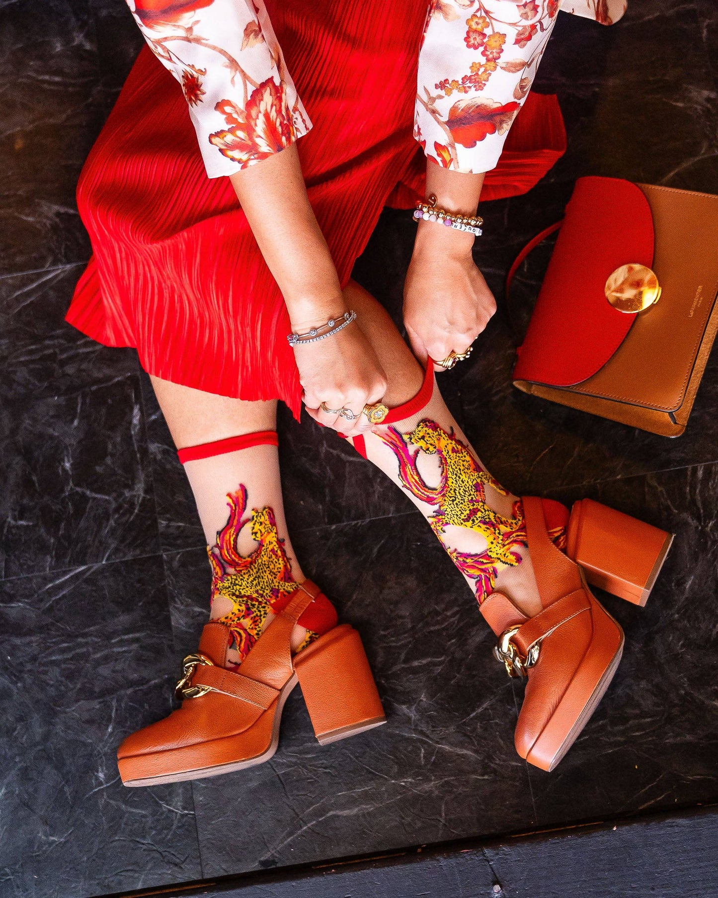 Flaming Cheetah - Chaussettes transparentes