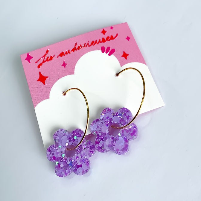 Alexandrine Palm Springs Lilas Boucles d'oreilles