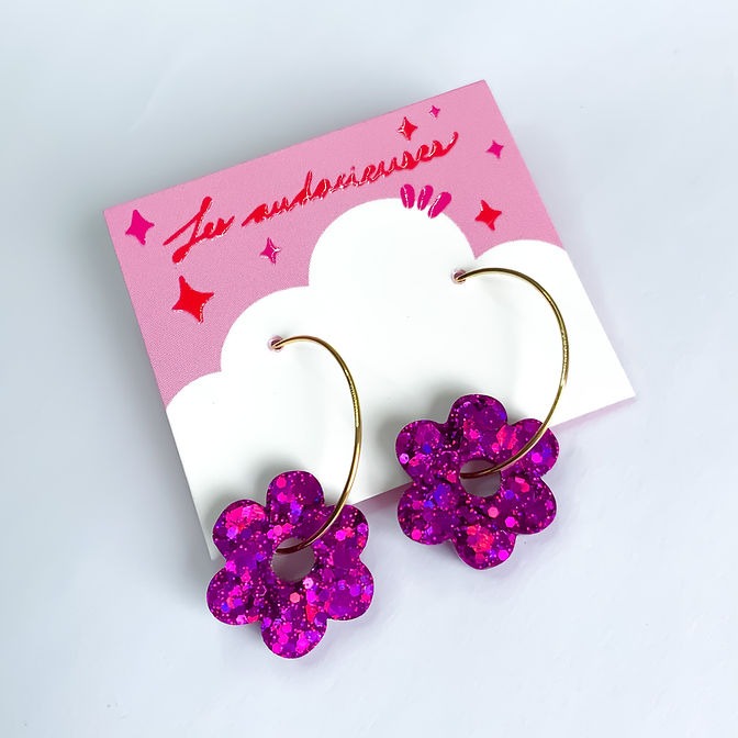 Alexandrine Punch aux Raisins Mauve Boucles d'oreilles