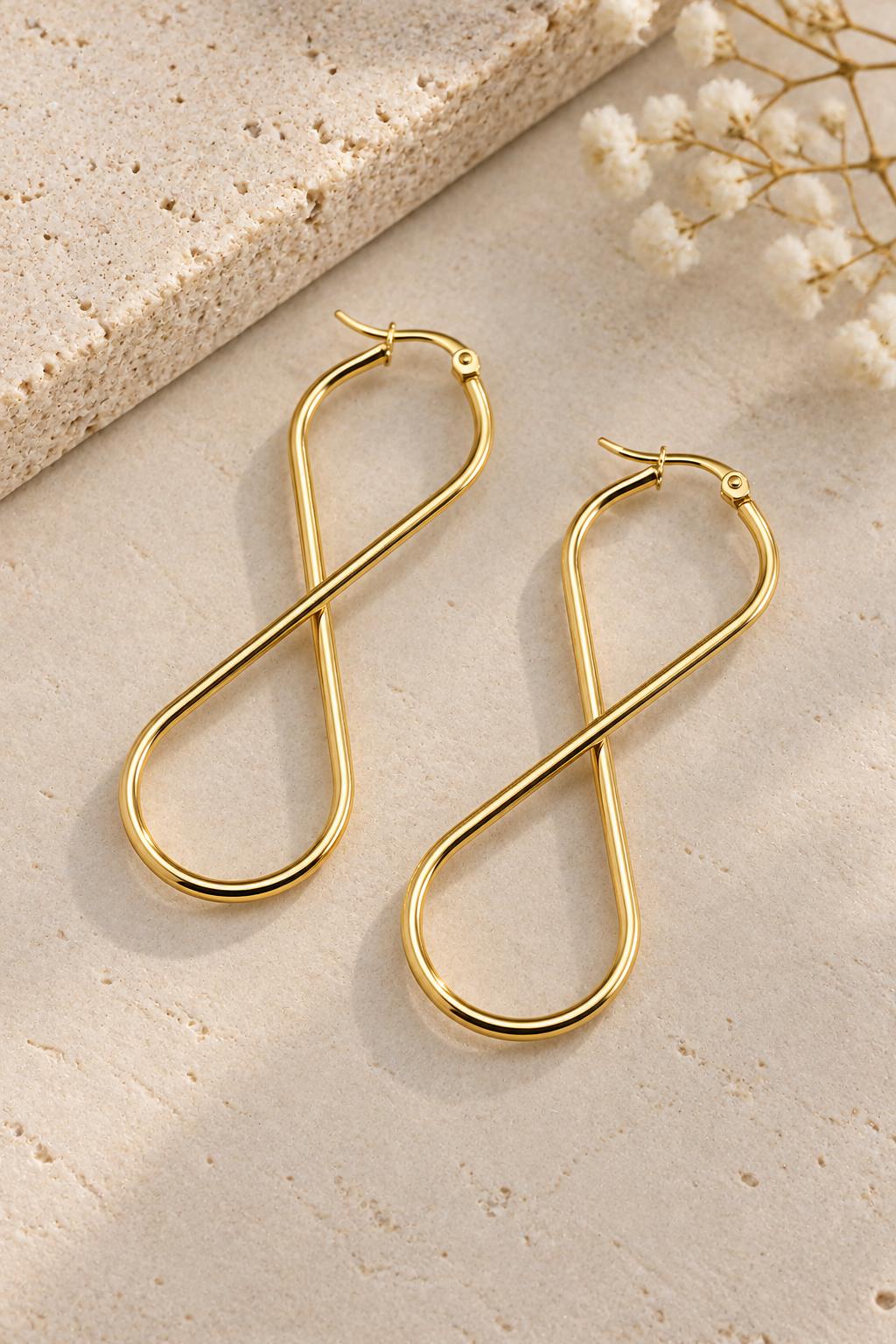 Grand Géométrique doré - Boucles d’oreilles en acier inoxydable