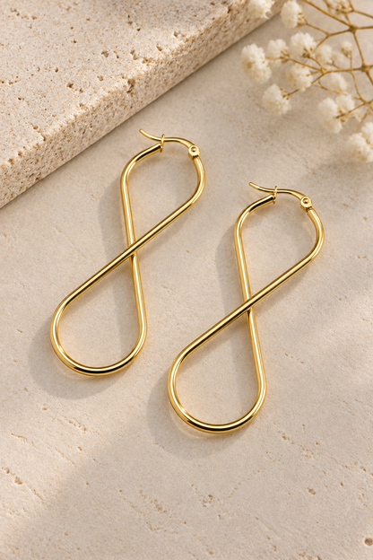 Grand Géométrique doré - Boucles d’oreilles en acier inoxydable