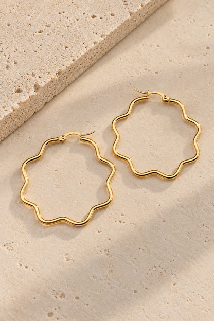 Grand Géométrique doré - Boucles d’oreilles en acier inoxydable