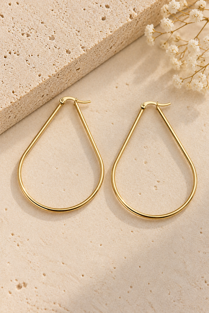 Grand Géométrique doré - Boucles d’oreilles en acier inoxydable