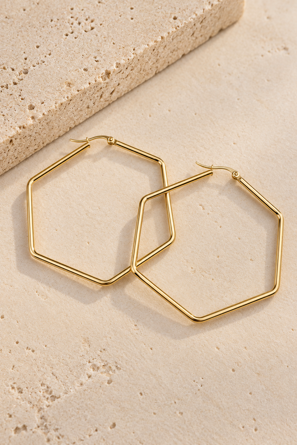 Grand Géométrique doré - Boucles d’oreilles en acier inoxydable