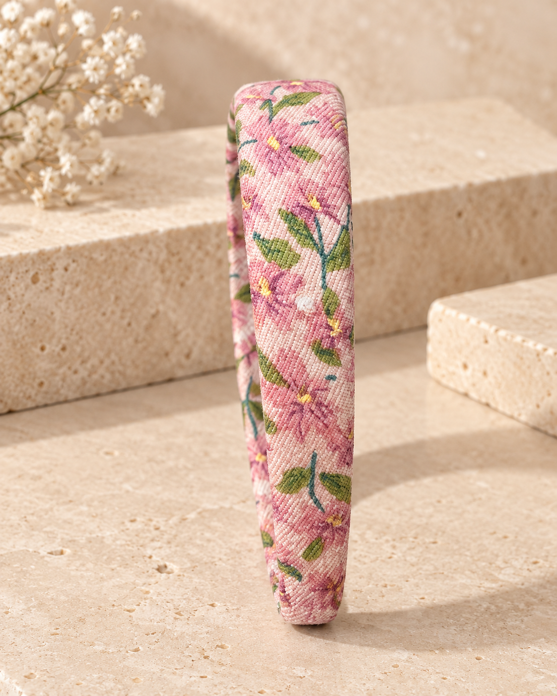 Serre-tête floral - Accessoire cheveux rembourré au style romantique