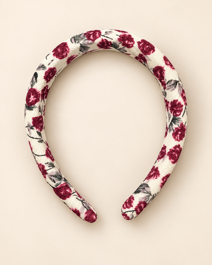 Serre-tête floral - Accessoire cheveux rembourré au style romantique