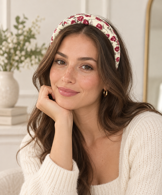 Serre-tête floral - Accessoire cheveux rembourré au style romantique