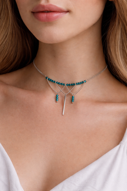 Aurore Bleu - Collier raz-du-cou élégant