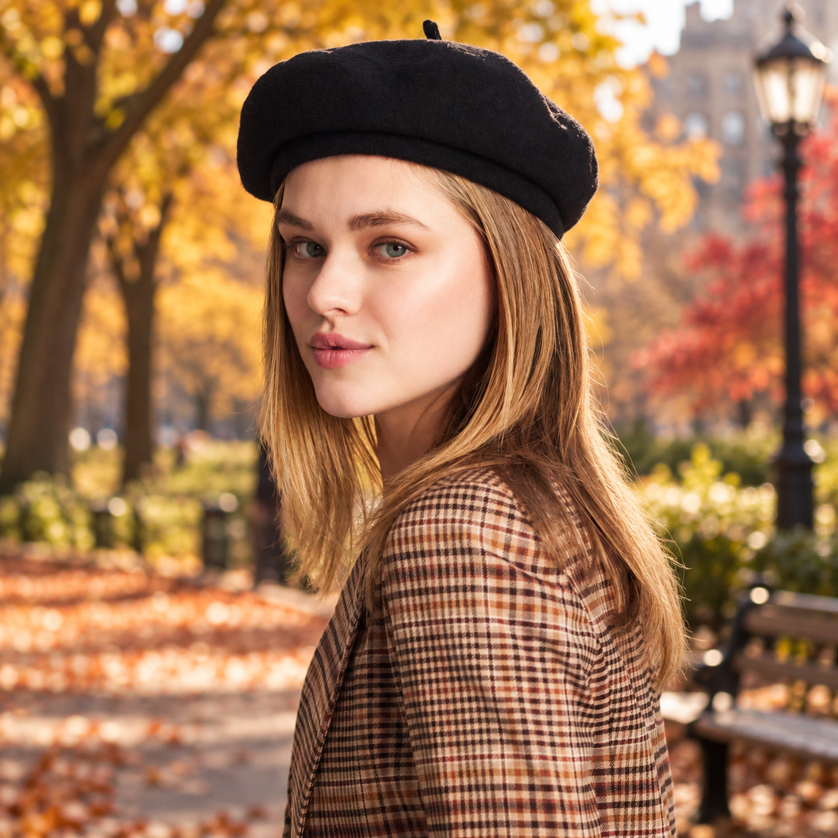 Gizelle noir - Béret en laine 100 % au style parisien intemporel