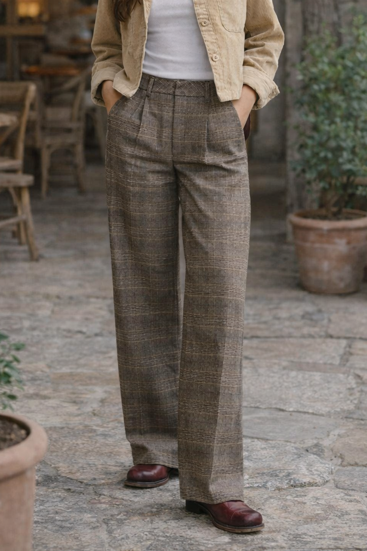 Ludovic Brun - Pantalon carreauté en coton