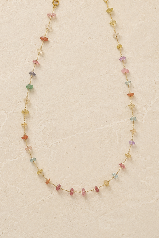 Clochette Or - Collier avec pierres colorées