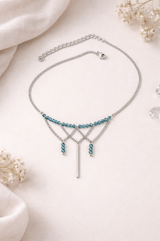 Aurore Bleu - Collier raz-du-cou élégant