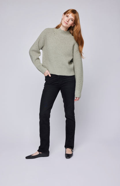 Pull sauge tricoté pointelle