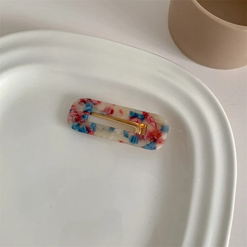 Rectangle Barrette à cheveux en acétate colorée