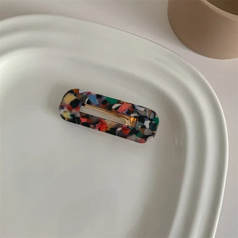 Rectangle Barrette à cheveux en acétate colorée