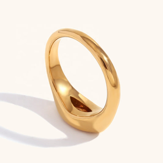 Oline Mauve - Bague or acier inoxydable avec zircon coloré