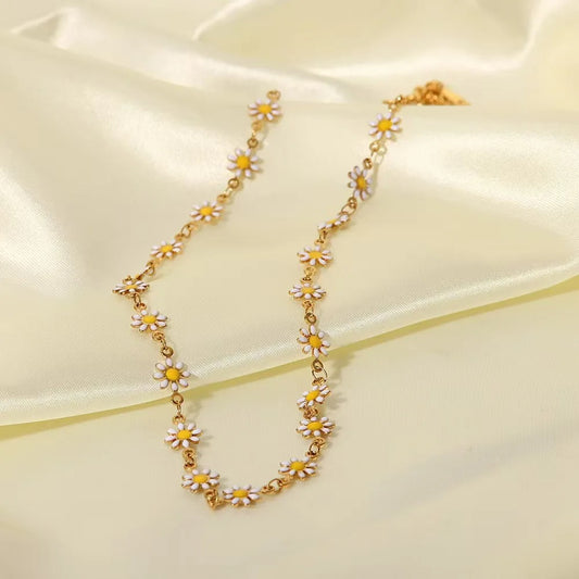 Marguarita Collier Or – Petites marguerites émaillées