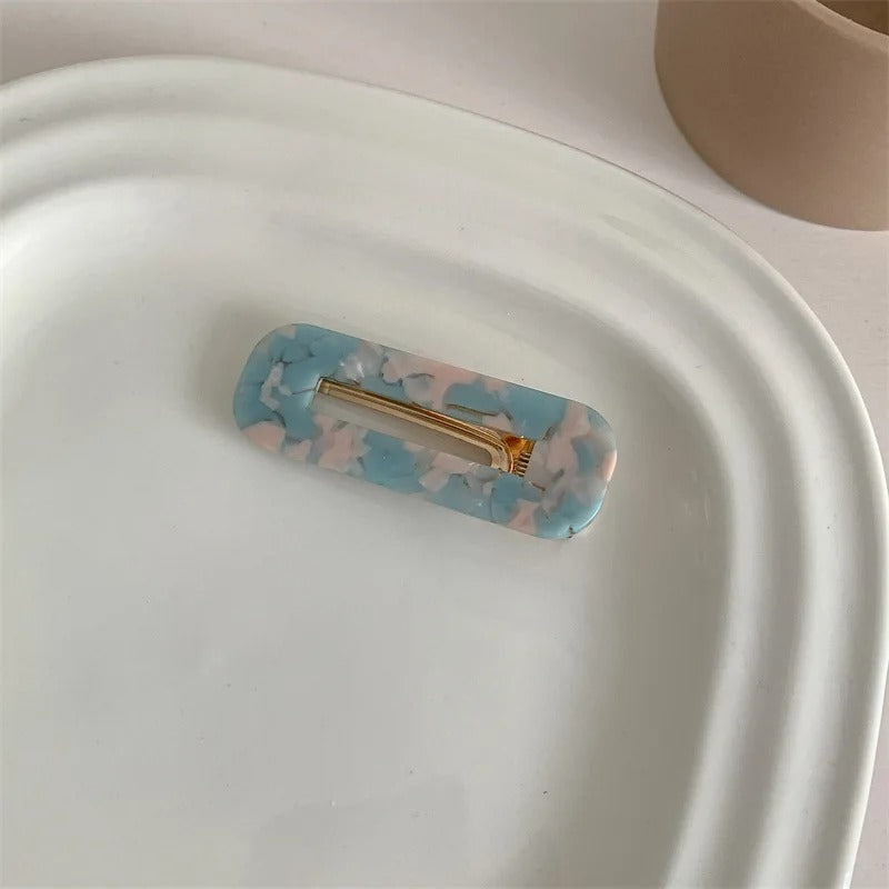 Rectangle Barrette à cheveux en acétate colorée