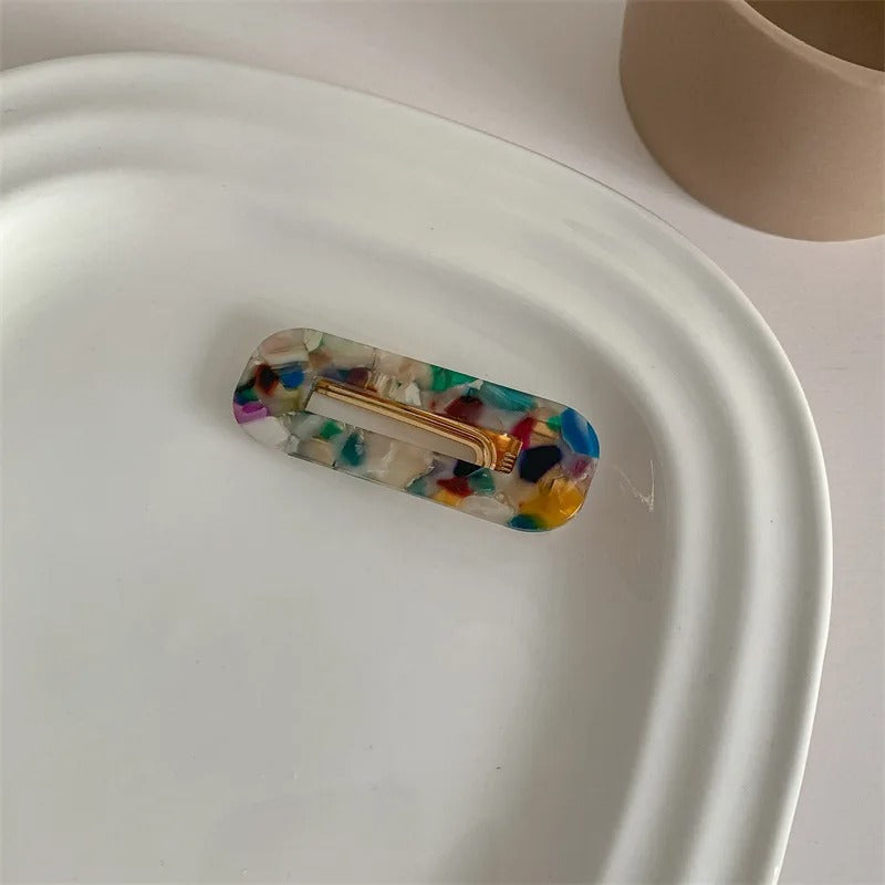 Rectangle Barrette à cheveux en acétate colorée