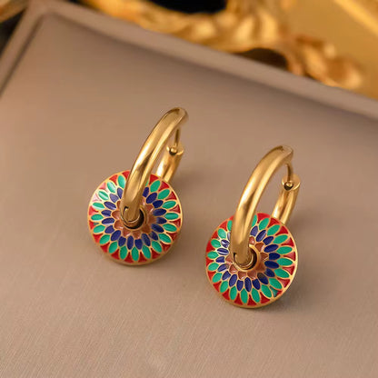 Ethnie collier et boucles d’oreilles en mosaïque émaillée
