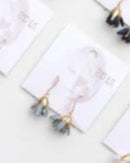Malli Bleu Boucles d’oreilles - Fleurs brodés et finitions en laiton