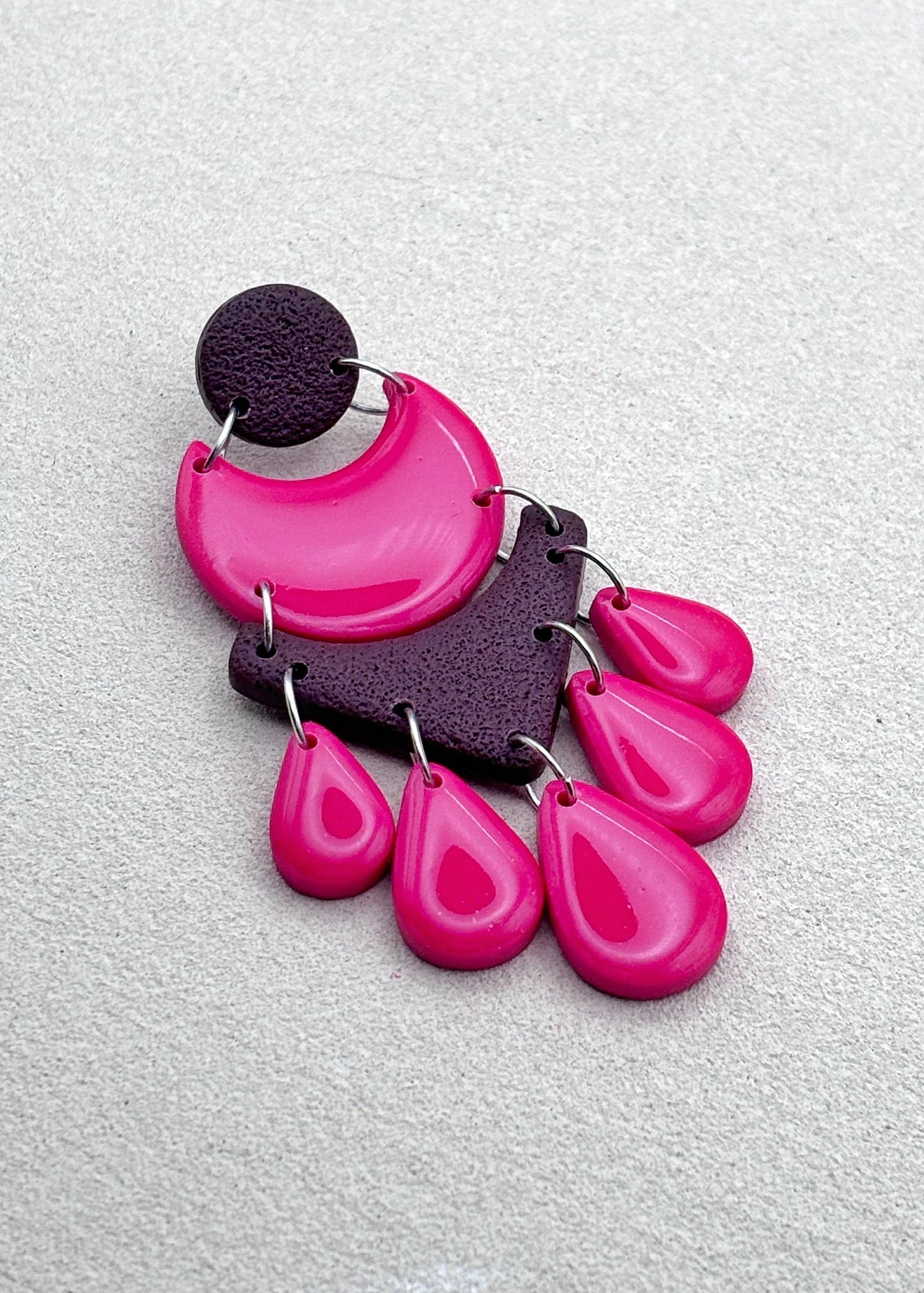 Valéria Bordeaux et Magenta Texturées Boucles d'oreilles