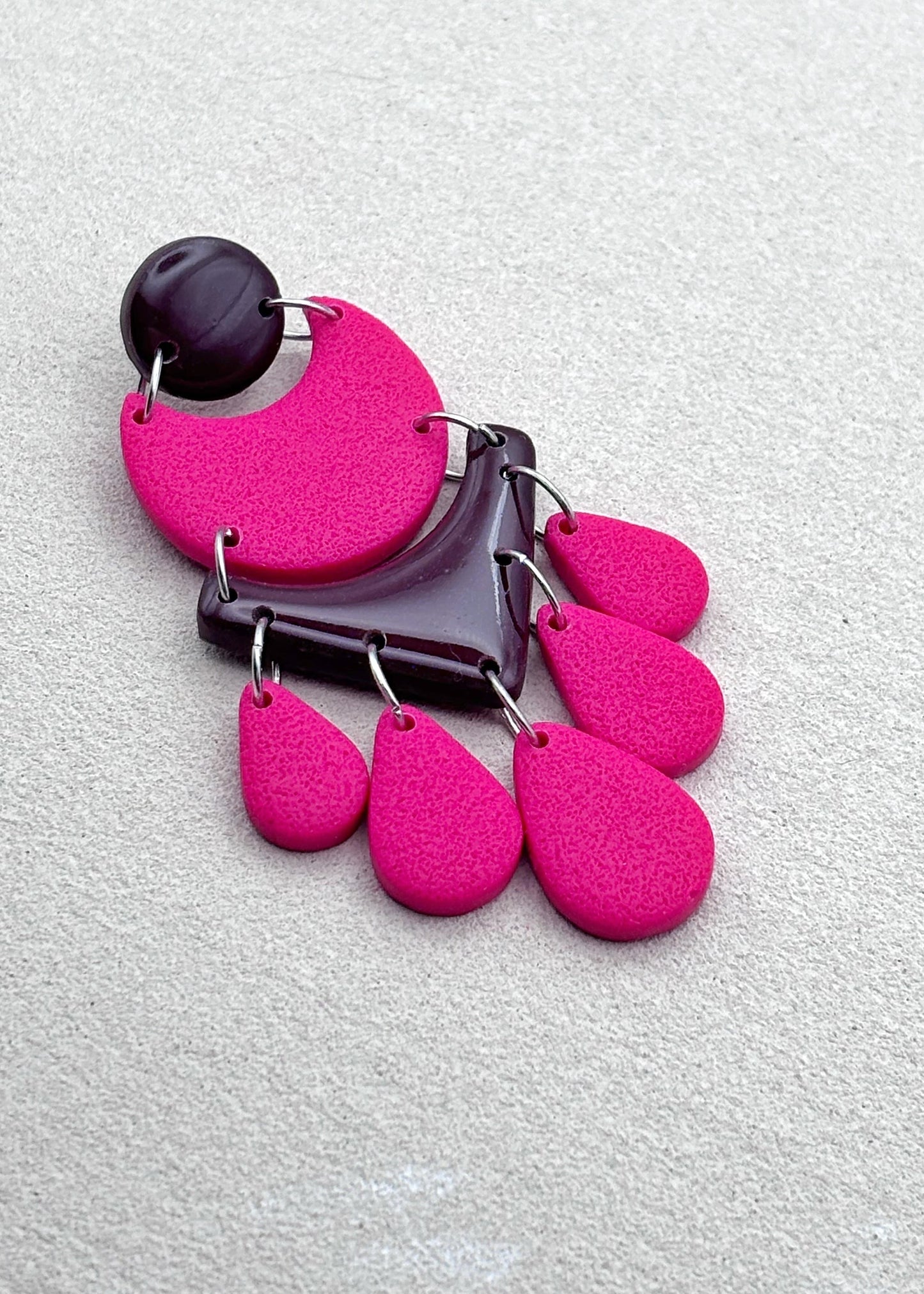 Valéria Bordeaux et Magenta Texturées Boucles d'oreilles