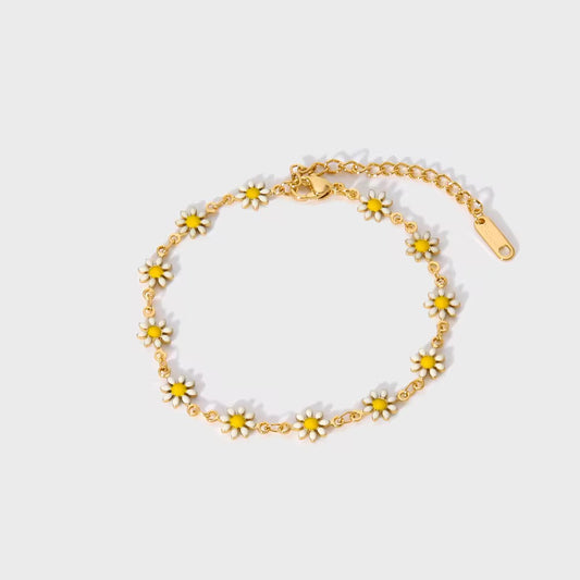 Marguarita Bracelet Or – Petites marguerites émaillées