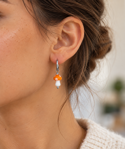 Champignon Boucles d'oreilles Acier Inoxydable